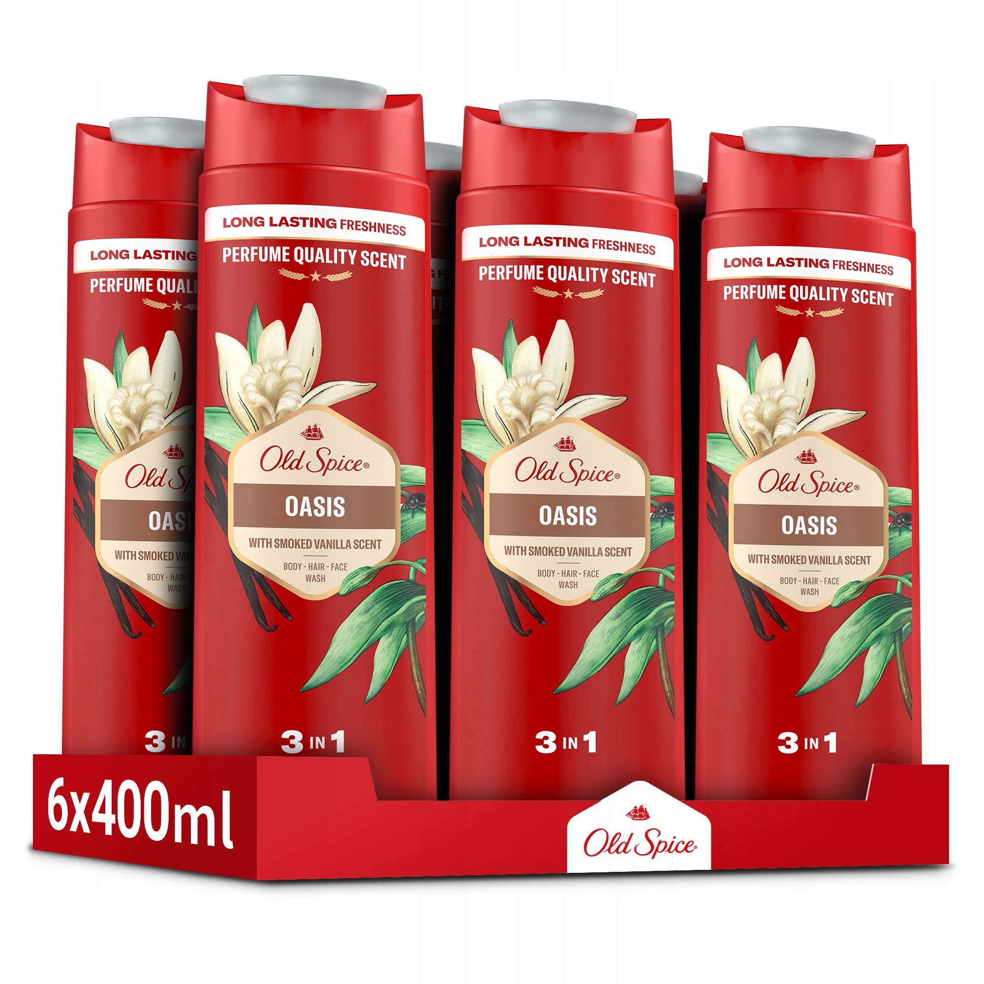 Sprchový gél a šampón Old Spice Oasis pre mužov 3v1, 6 x 400ml
